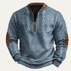 Men's Patterned Half-Zip Jumper with Elbow Patches