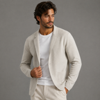 Men's Soft Wool-Blend Knit Cardigan with Suit Collar