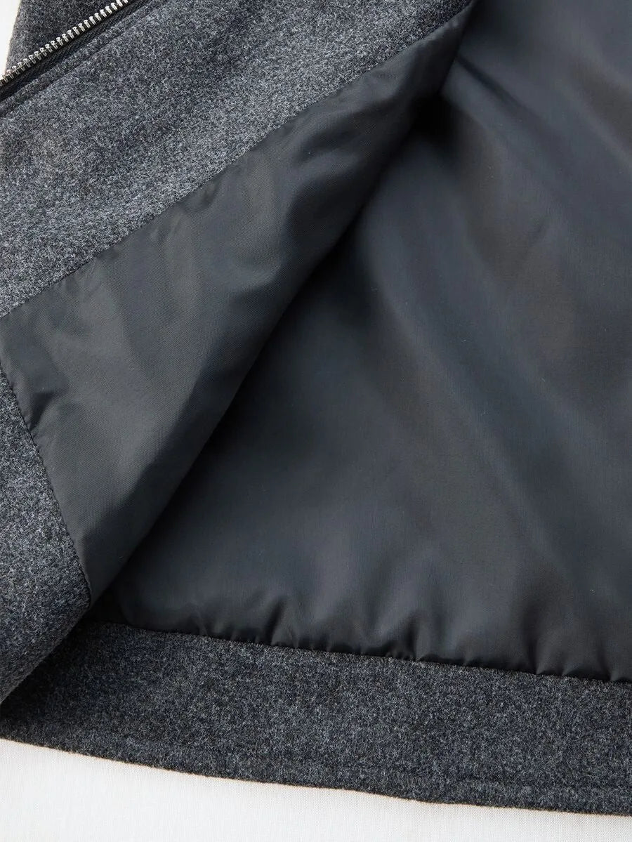 Men's Bomber Jacket with Collared Neckline