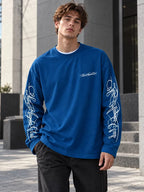 Men's Crew-Neck Longsleeve with Script Graphics – Six Colours