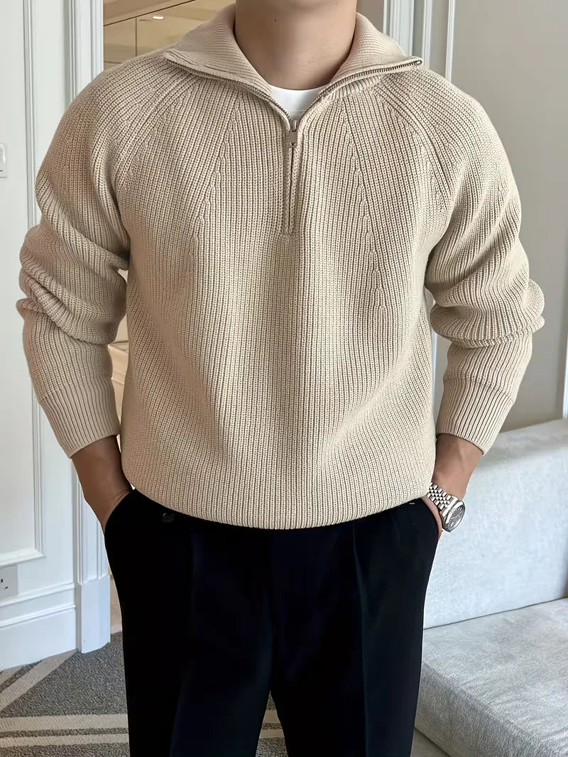Men's Half-Zip Rib-Knit Jumper
