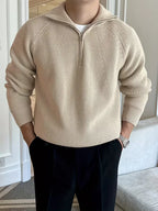 Men's Half-Zip Rib-Knit Jumper