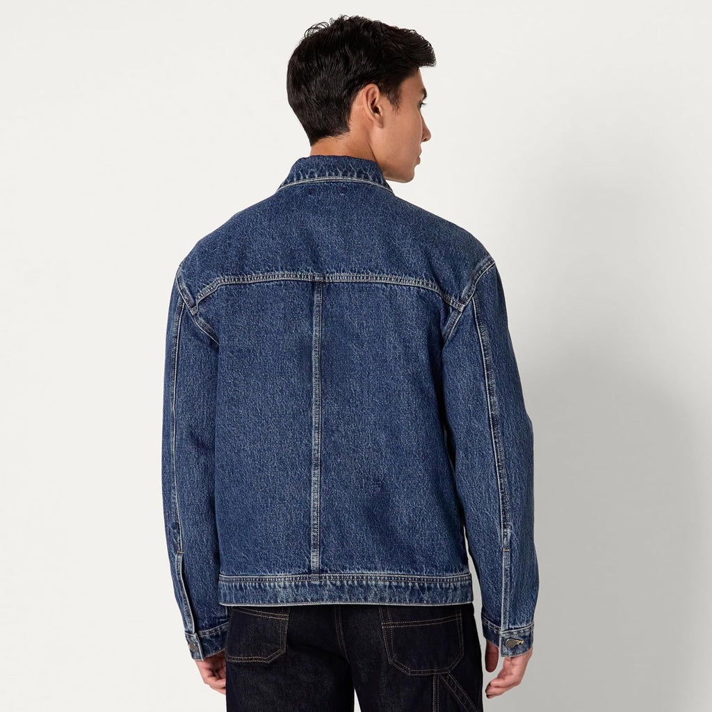 Men's Relaxed Fit Denim Utility Jacket – Button-Up Workwear Style