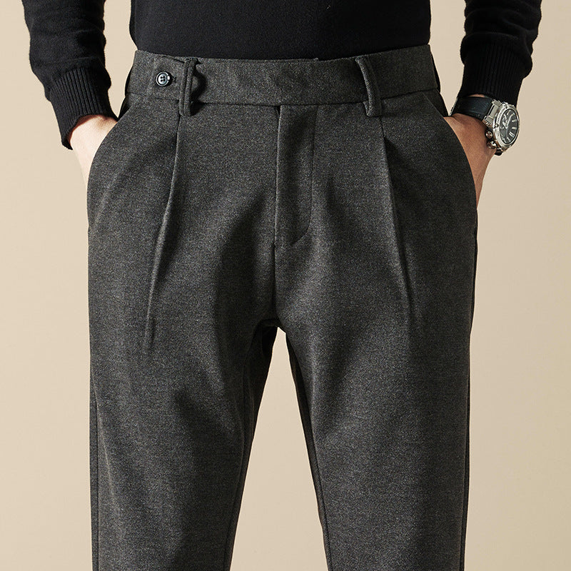 Men's Wool-Blend Trousers with Double Pleats
