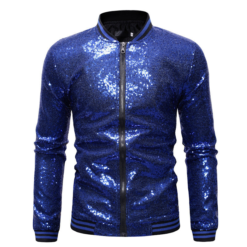 Men's Sequin Bomber Jacket – Full-Zip Party Jacket