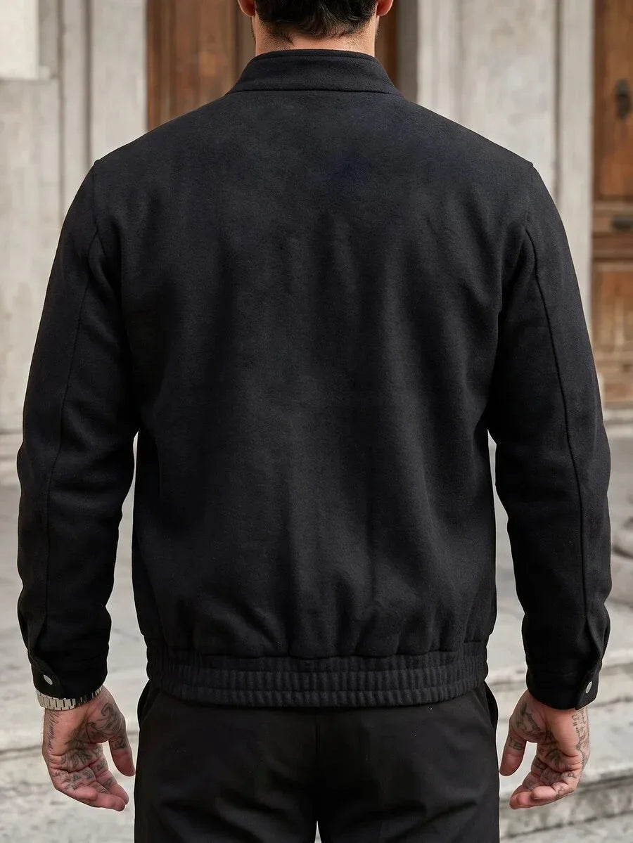 Men's Bomber Jacket with Collared Neckline