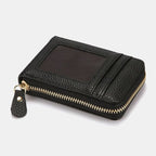 Men's RFID Faux Leather Card Holder – Compact Zip-Around Wallet