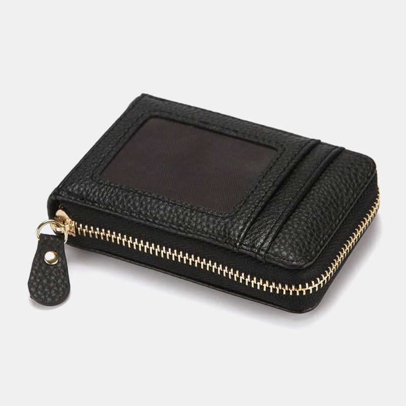 Men's RFID Faux Leather Card Holder – Compact Zip-Around Wallet