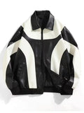 Men's Colour-Block Faux Leather Jacket