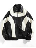 Men's Colour-Block Faux Leather Jacket