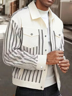 Men's Striped Button-Up Denim Jacket
