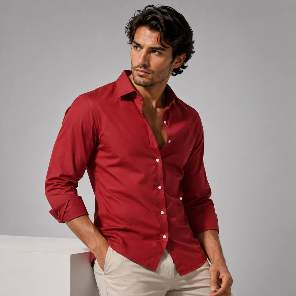 Men's Slim-Fit Stretch Dress Shirt – Wrinkle-Resistant