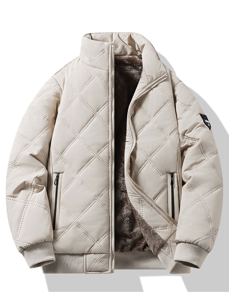 Men's Faux Fur-Lined Quilted Winter Jacket