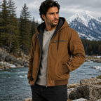 Men's Fleece-Lined Hooded Jacket – Drawstring Hood, Ribbed Cuffs