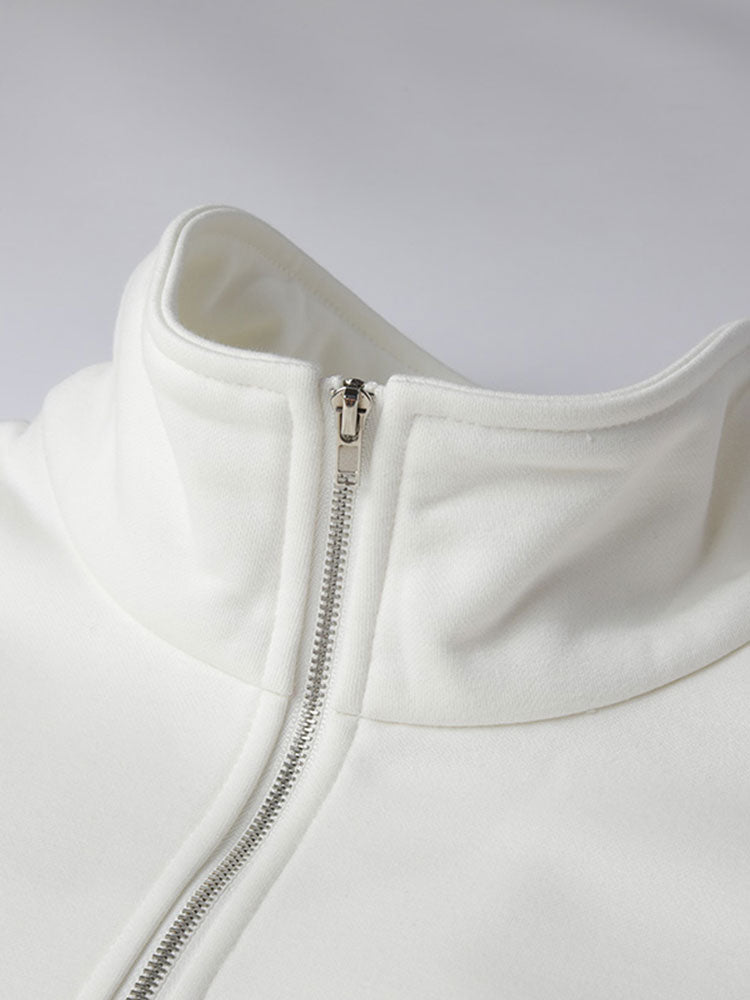 Men's Teddy Fleece Lined Half Zip Sweatshirt with Stand Collar