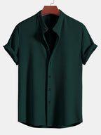 Men's Ribbed Stand Collar Shirt – Tailored Stretch Fit
