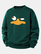 Men's Cartoon Duck Face Graphic Sweatshirt