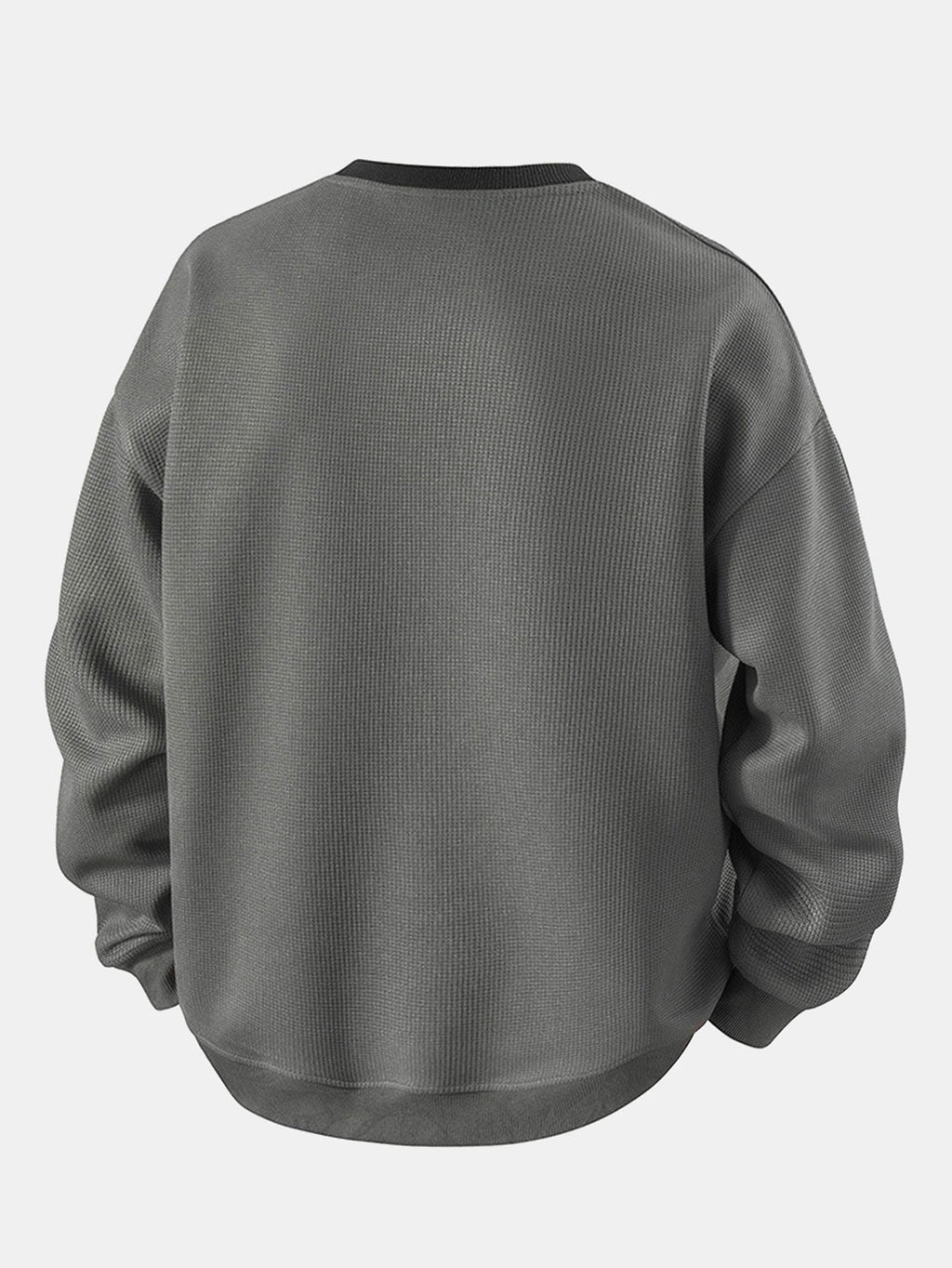 Men's Striped Waffle Crew Neck Sweatshirt