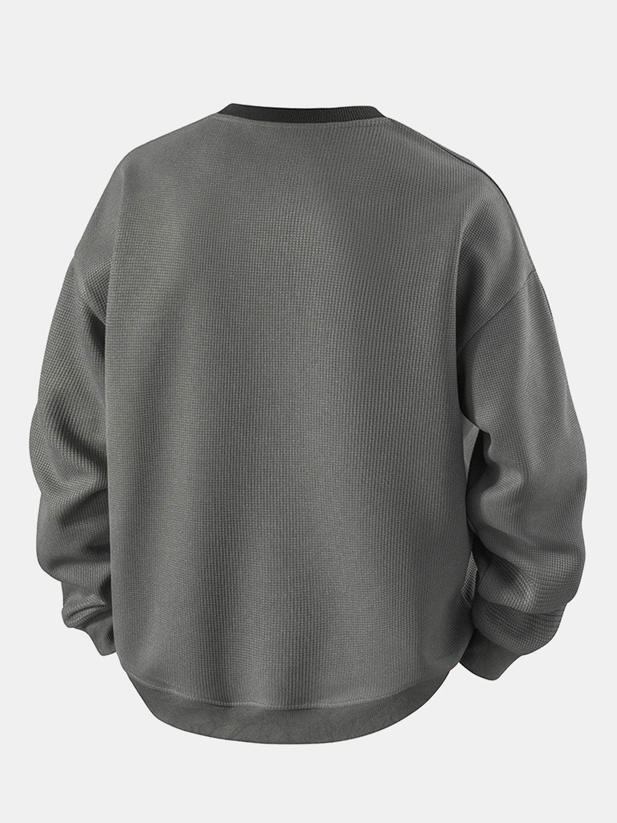 Men's Striped Waffle Crew Neck Sweatshirt