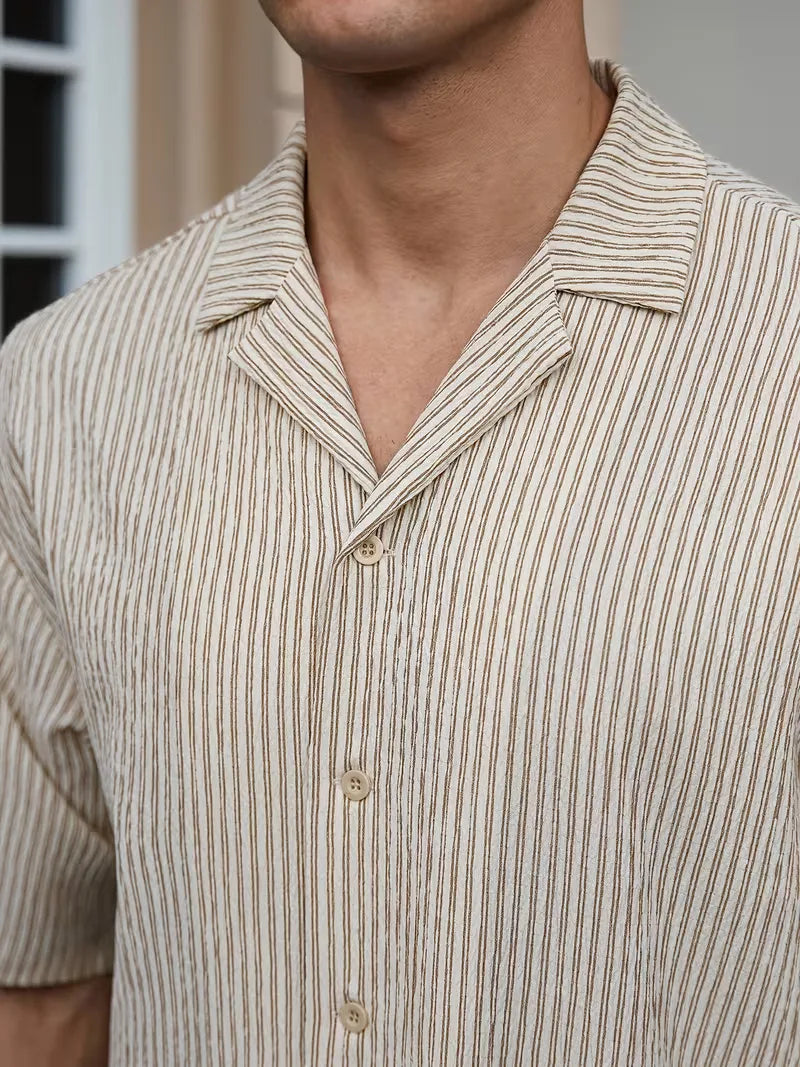 Men's Pinstripe Shirt and Trousers Set