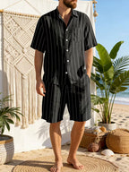 Men's Vertical Stripe Shirt and Shorts Set