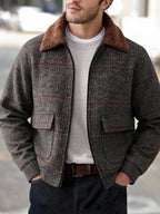 Men's Bomber Jacket with Collared Neckline