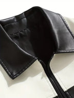 Men's Colour-Block Faux Leather Jacket