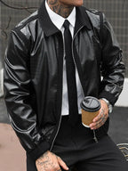 Men's Bomber Jacket with Collared Neckline