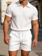 Men's Polo and Shorts Summer Set in White