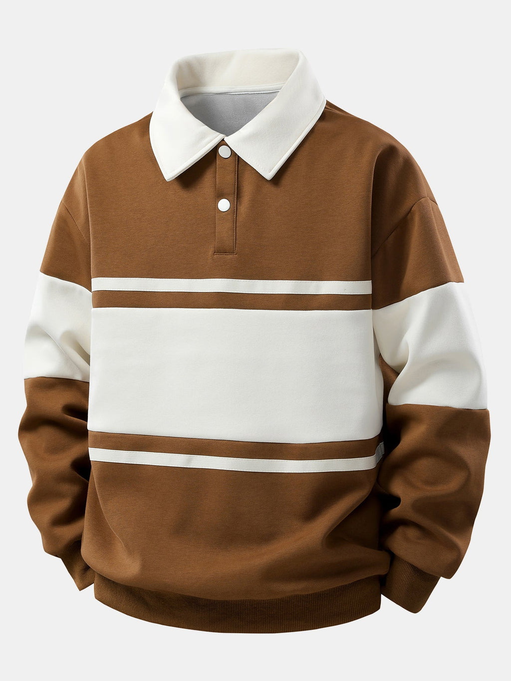 Men's Relaxed Fit Colour Block Polo Sweatshirt