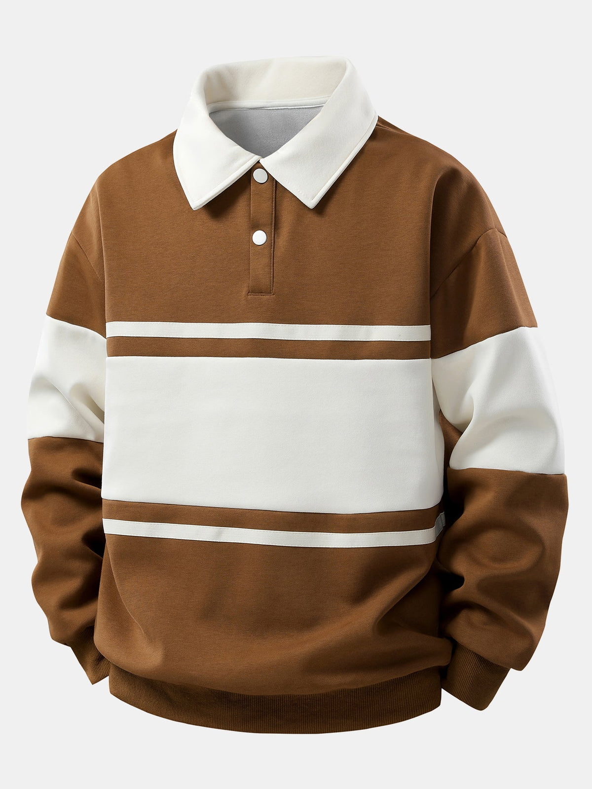 Men's Relaxed Fit Colour Block Polo Sweatshirt