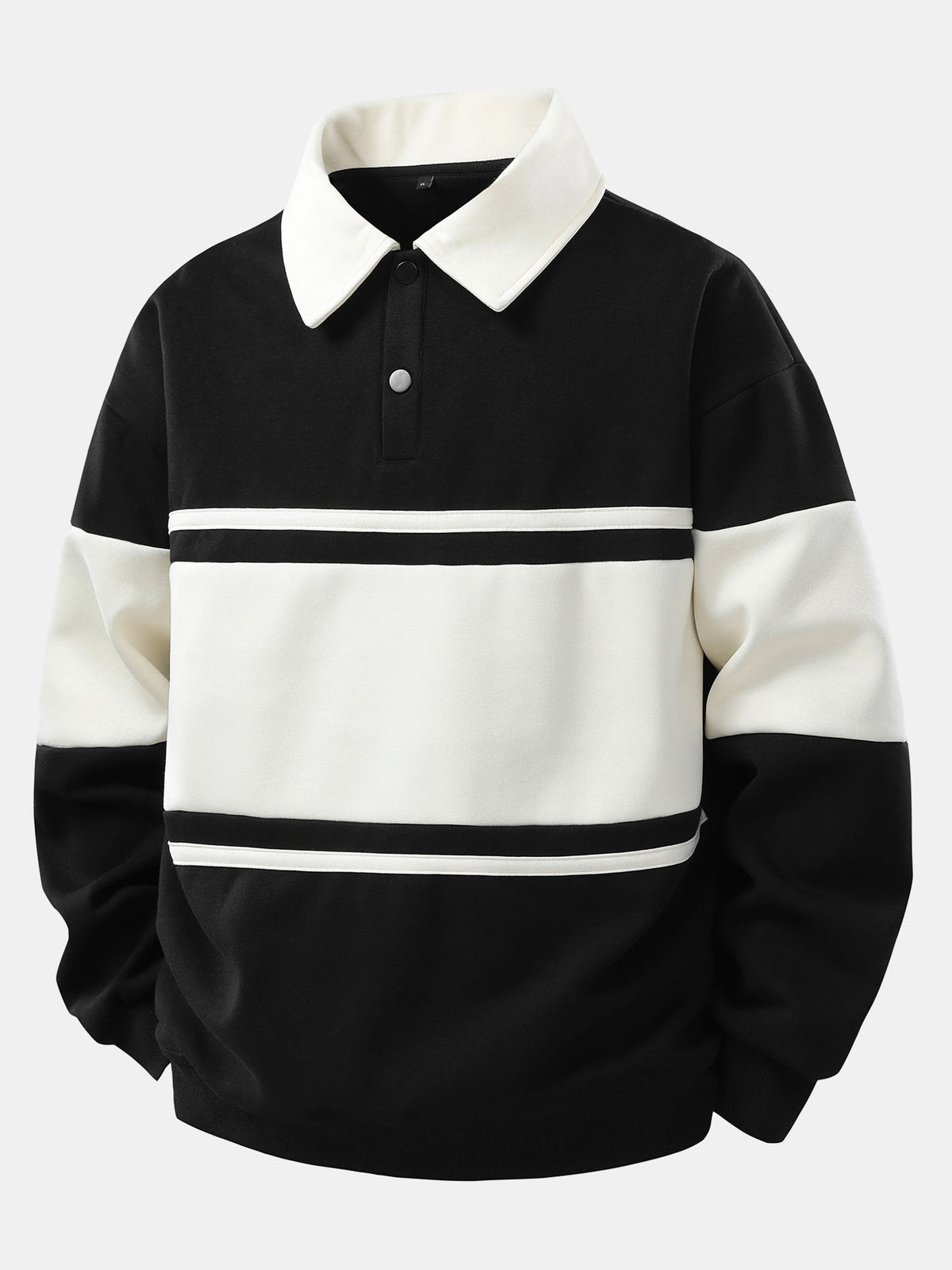 Men's Relaxed Fit Colour Block Polo Sweatshirt