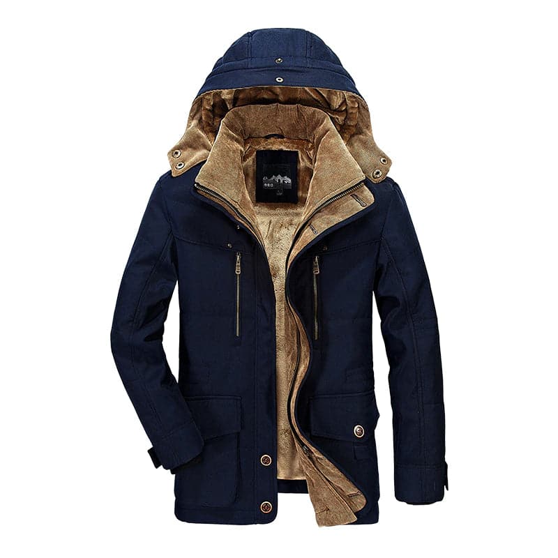 Men's Fleece-Lined Multi-Pocket Winter Parka
