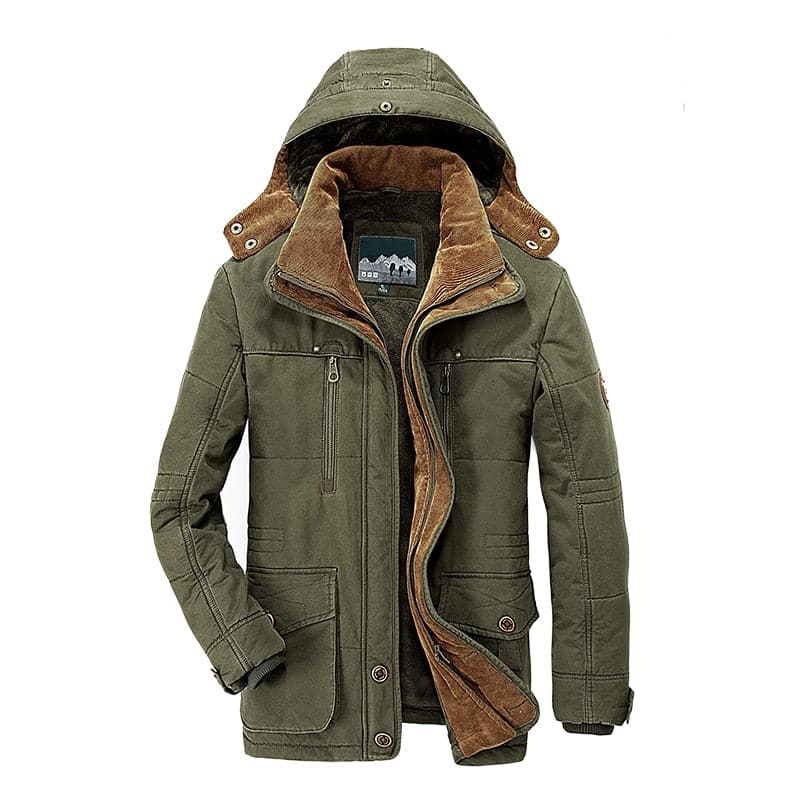 Men's Fleece-Lined Multi-Pocket Winter Parka