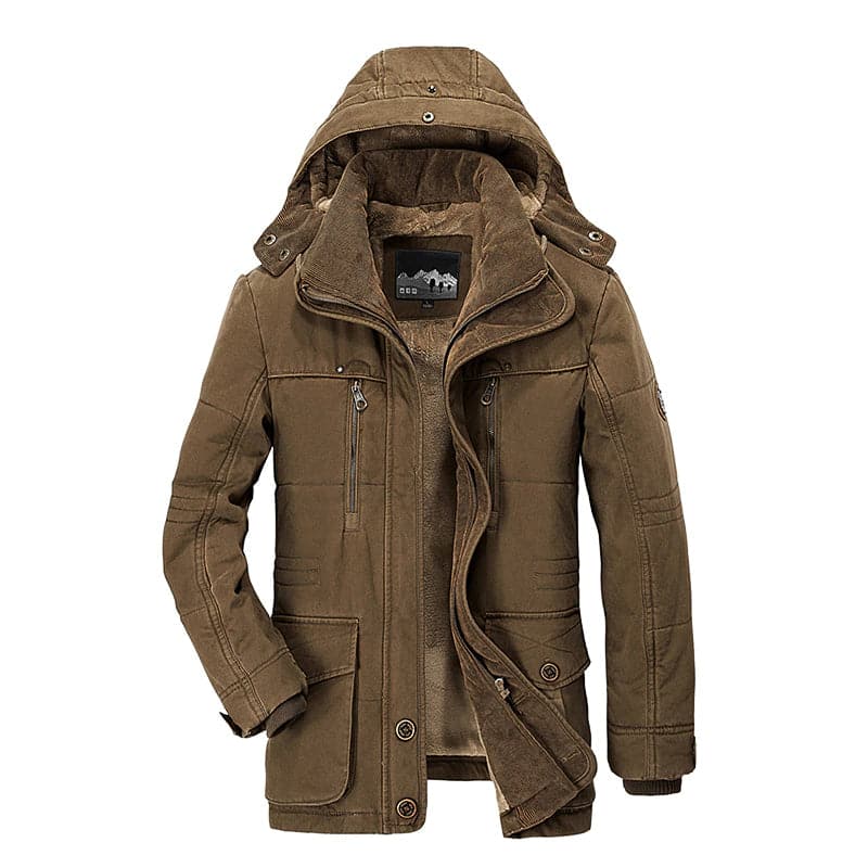 Men's Fleece-Lined Multi-Pocket Winter Parka