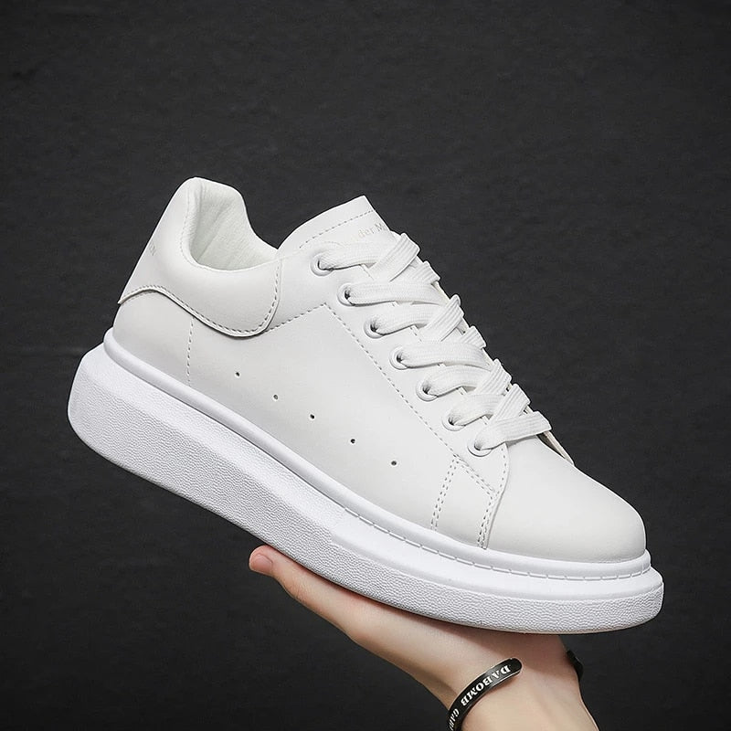 Men's Urban Leather-Look Trainers – Lightweight Platform Sole