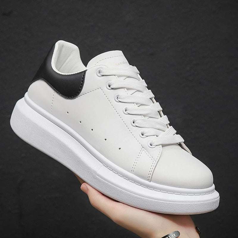 Men's Urban Leather-Look Trainers – Lightweight Platform Sole