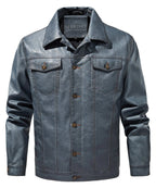 Men's Leather-look Jacket with Button Front