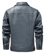 Men's Leather-look Jacket with Button Front