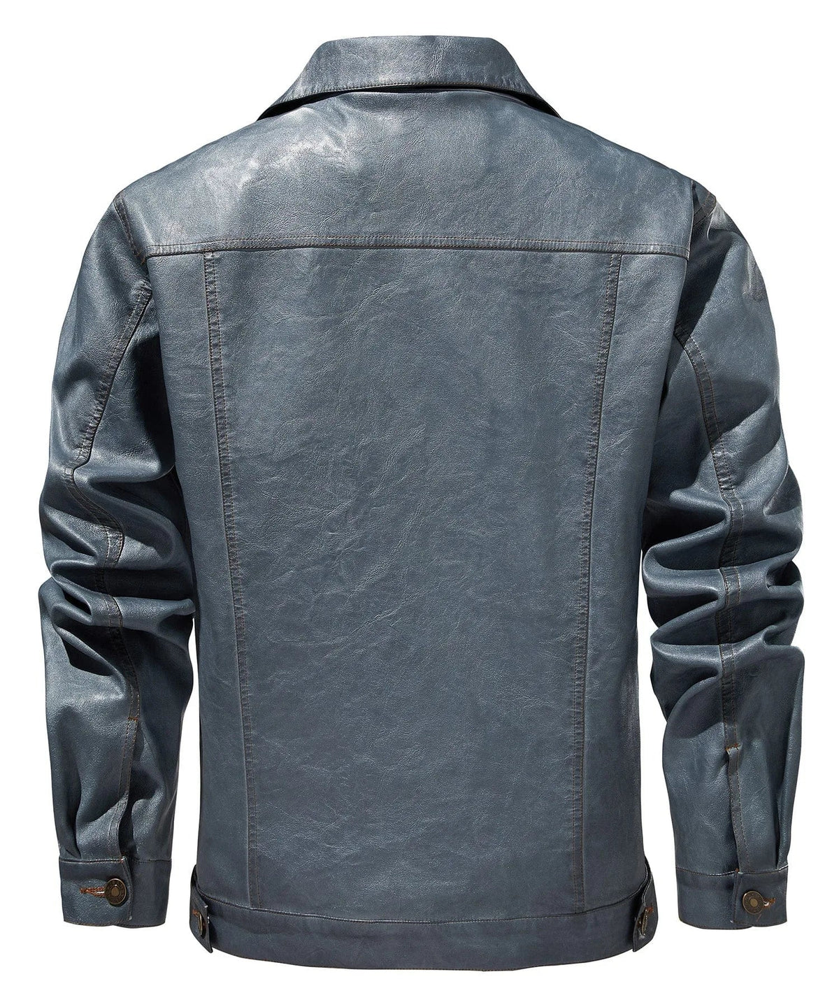 Men's Leather-look Jacket with Button Front