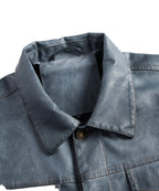 Men's Leather-look Jacket with Button Front