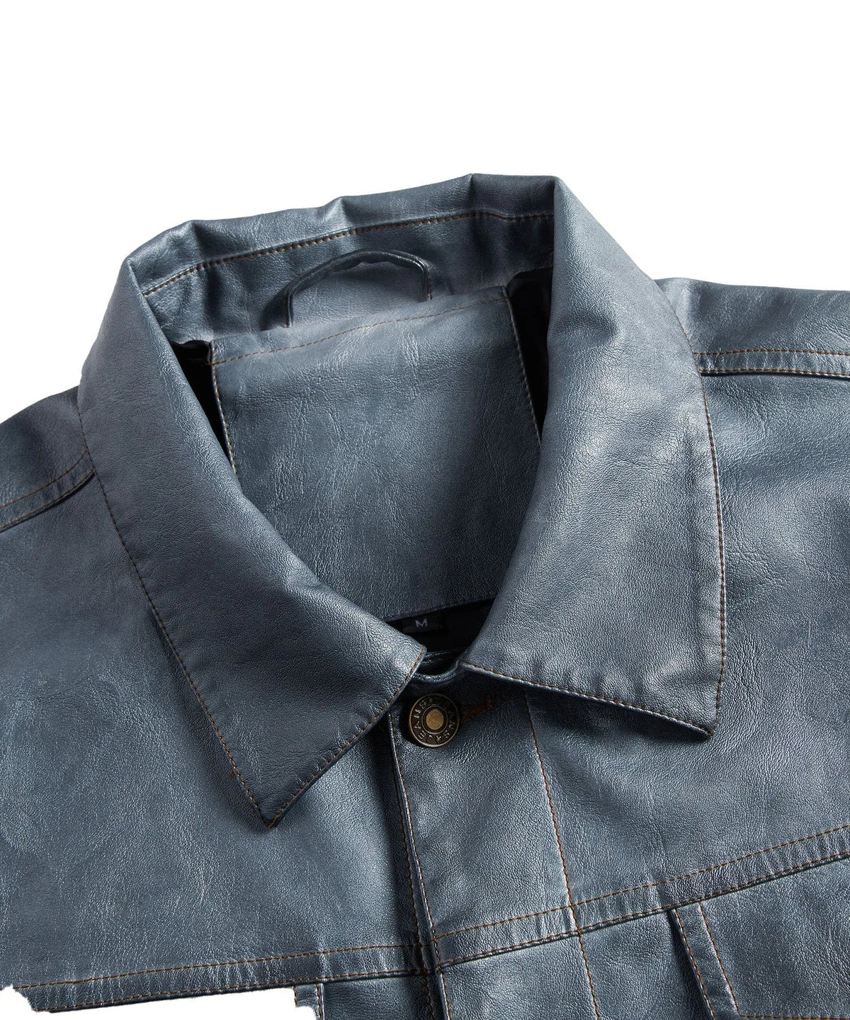 Men's Leather-look Jacket with Button Front