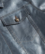 Men's Leather-look Jacket with Button Front