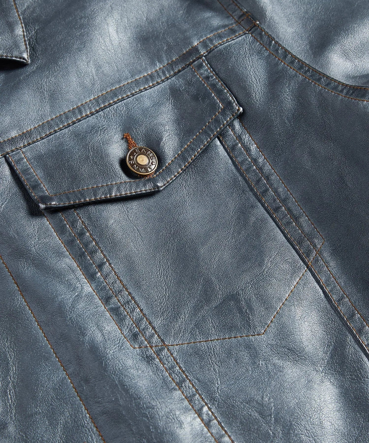 Men's Leather-look Jacket with Button Front
