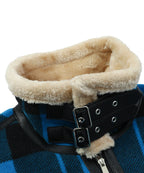 Men's Bomber Jacket in Plaid with Faux Shearling