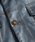 Men's Leather-look Jacket with Button Front