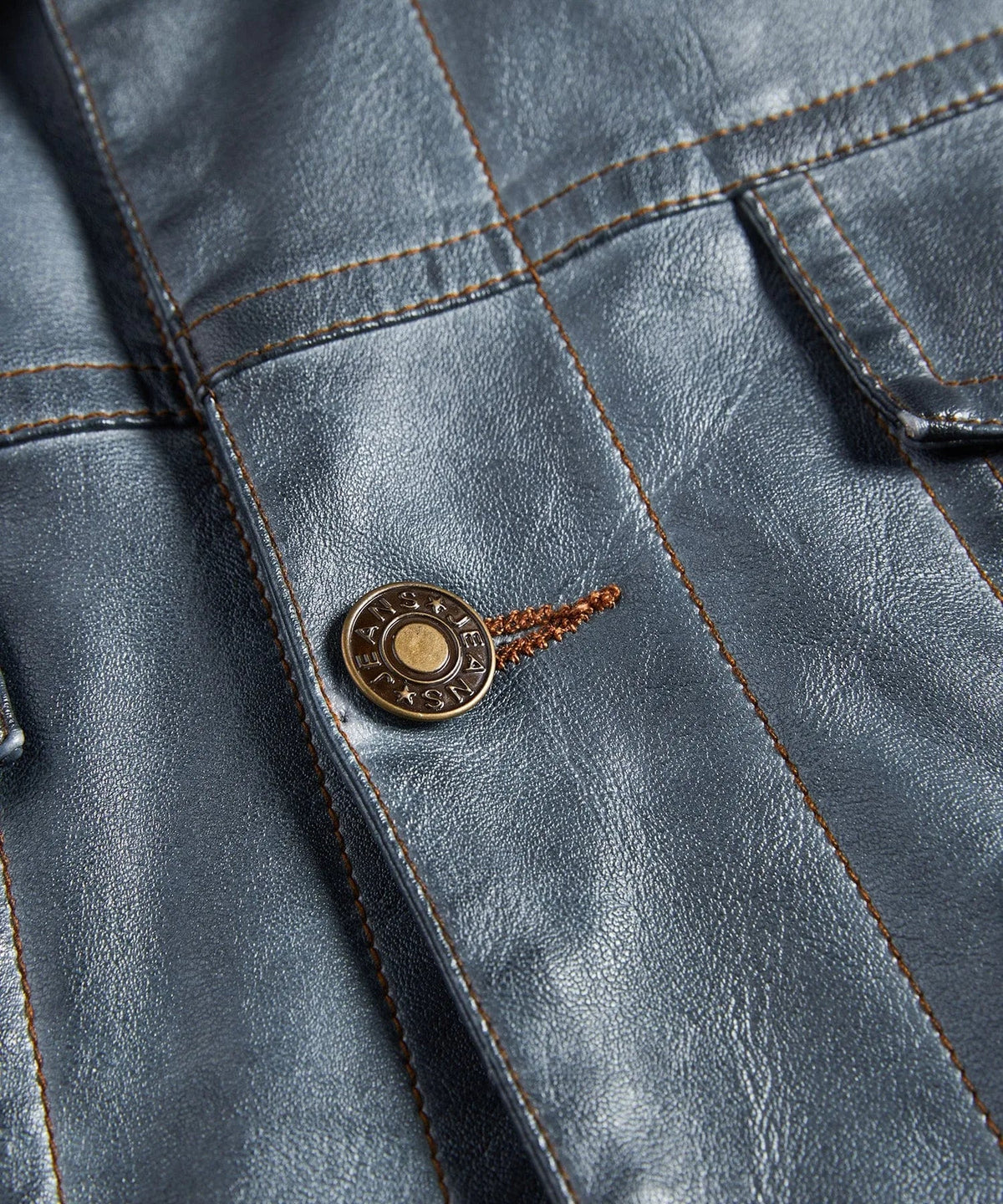 Men's Leather-look Jacket with Button Front