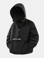 Men's Lightweight Hooded Anorak Windbreaker with Quarter Zip