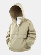 Men's Lightweight Hooded Anorak Windbreaker with Quarter Zip