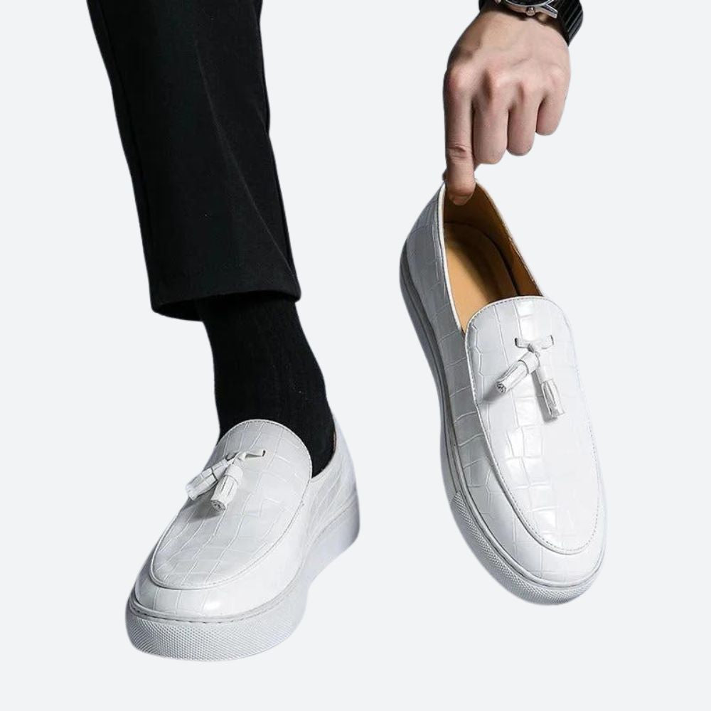 Men's Tassel Loafers with Textured Upper and Chunky Sole